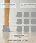 8 Pack Gray PU Leather Furniture Leg Protectors Keep Your Floors Slick With These Badass Scratch Resistant Pads That Glide Like A Dream On Hardwood And Tile Easy Chair And Table Foot Covers No Cap, showcasing soft gray caps on wooden furniture legs.