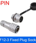 3-pin metal RF connector pair, male and female panel mount plugs, SF12-3 fixed plug socket, 2 To 9 Pin Metal RF Connector Pair For Equipment Power, Male And Female Plugs, Panel Mount RF Connector Kit For Durable, Plug And Play Cable Setup And Reliable Signal Transfer.