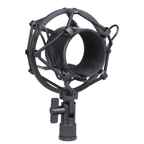Universal 50mm Microphone Shock Mount And Clip Holder For 48 To 54mm Condenser Mics, Anti Vibration Studio Mic Mount, black metal