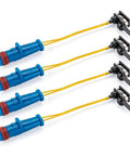 Brake pad wear sensor set, 4-pack, blue housings with yellow wires and black sensor ends