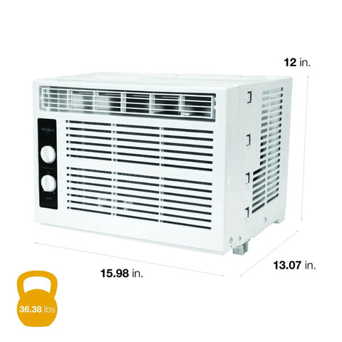 No Sweat 5000 BTU Energy Efficient Window Air Conditioner And Dehumidifier For Rooms Up To 150 Square Feet Featuring Quick Window Mounting Kit For Chill Days Ahead In Crisp White Finish