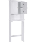 Over The Toilet Storage Cabinet For Bathroom White Beadboard Style Shelf With Anti Tip Anchor Tall Organizer with door open