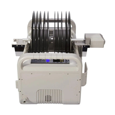 Absolute Beast Ultrasonic Vinyl Record Cleaner With Spacious Tub showing several records in cleaner for deep groove dust removal.