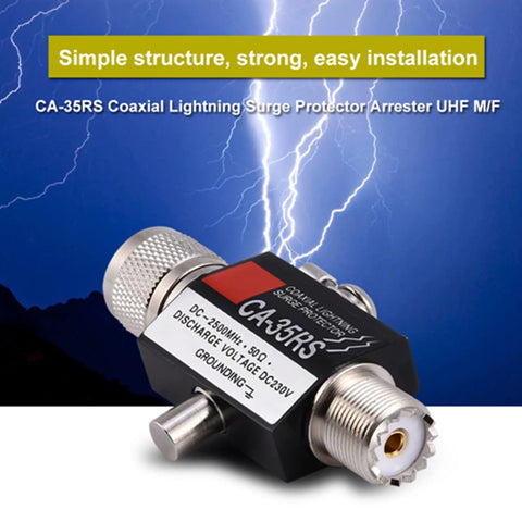 Image of UHF Coaxial Lightning Arrester with Male to Female Connector Surge Protector for Coax Systems 0 to 2500 MHz CA 35RS.
