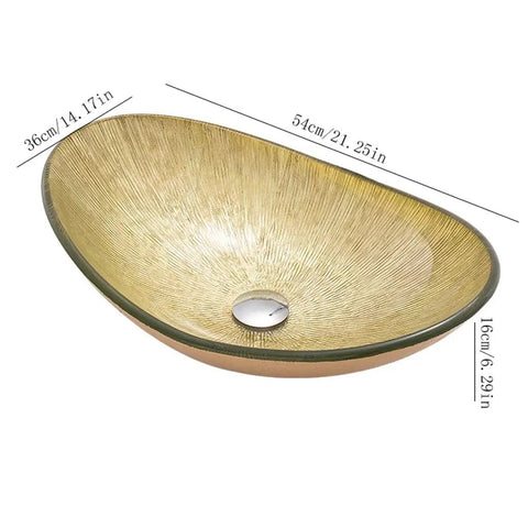 Bathroom Countertop Vessel Sink Bathroom Vessel Sink Counter Basin Ingot Shaped Wash Basin Tempered Glass Art Wash Basin, 54x36x16cm.