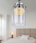 42 Inch 3 in 1 Fandelier Ceiling Fan With Remote Light Kit Dimmable LED Chandelier 8 Retractable Blades in bedroom