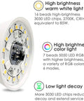 Internal view of LED Color Changing Light Bulbs Pack of 4, 85W Equivalent, 1200 Lumens, RGB with 9 Colors and 6 Mood Modes, showing LED chips