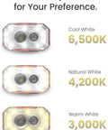 Heady Tan Rechargeable Wearable Light 600 Lumens Beast Bright Headlamp color temperature options: Cool White, Natural White, Warm White