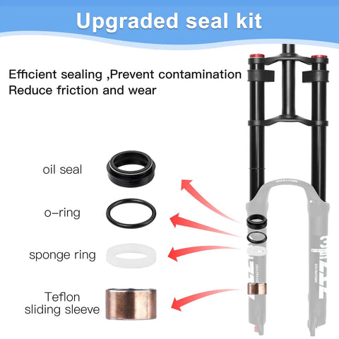 Air Suspension Fork For Mountain Bikes With 180 Mm Travel And Rebound Adjust, 9x100 Mm QR displayed with upgraded seal components