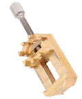 Solid Mini Vise Clamp With Soft Copper Jaws For Watch Repair Jewelry Making Electronics And Woodworking Projects detailed view with copper jaws and threaded knob.