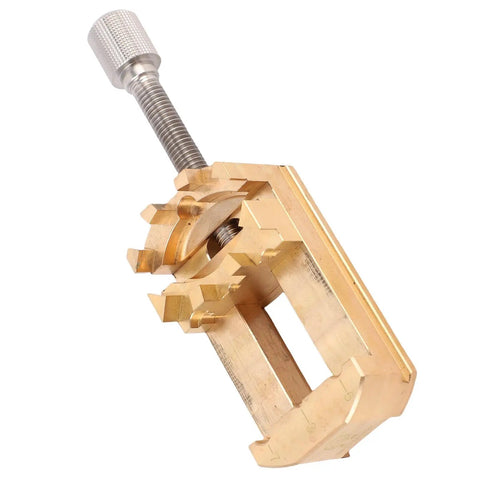 Solid Mini Vise Clamp With Soft Copper Jaws For Watch Repair Jewelry Making Electronics And Woodworking Projects detailed view with copper jaws and threaded knob.