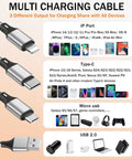 3 in 1 USB Charging Cable Set, 5 ft Nylon Braided Multi Charger Cable, 3 Pack Universal Type C Micro USB USB A Connectors for Phones, Tablets, and More, Fast Charge, Travel Ready, Shareable Cord