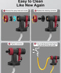 Electric Paint Sprayer With 3 Spray Patterns And 4 Brass Nozzles showing cleaning steps for easy maintenance
