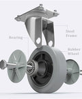 Detailed view of the smooth rolling wheels and steel frame of the Real Heavy Duty Foldable Platform Dolly.
