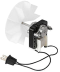 Universal Bathroom Exhaust Fan Motor Replacement Kit SM550 with blower wheel, 120V, 3000 RPM shown with wiring and plug