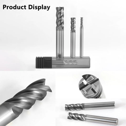 Five Piece Carbide End Mill Set Three Eighths Inch Shank Four Flute Square Nose CNC Milling Bits Heavy Duty For Titanium Alloy Steel