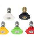 Five nozzle tips for Adjustable Foam Cannon With One Quarter Inch Quick Connect, Ideal For Snow Foaming Cars and SUVs.
