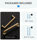 10 Pack 5 Inch Champagne Bronze Cabinet Handles with screws, shown on black surface, made from solid zinc alloy for durable finish and smooth grip.