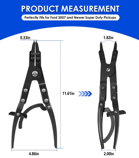Upgraded Spindle Snap Ring Pliers For Ford Super Duty 2007 And Newer Heavy Duty Internal External Snap Ring Tools dimensions