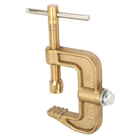 Top Notch 500A Brass Ground Welding Earth Clamp With Heavy Duty G Shape Design showcasing screw and grip for easy tightening.
