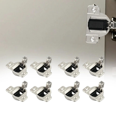 8 Pack Open Side Cabinet Hinges With 110 Degree Self Closing For Doors 16mm To 19mm Thick, 35mm Cup Behind Door, DIY Friendly Kit