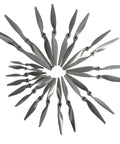 2 Vane Direct Drive Nylon RC Propeller Set in Gray with Adapter Rings for Airplanes Drones Gliders, shown in various sizes