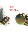 Five Pack 1M Ohm Rotary Potentiometers Top Adjustment 3 Pin With Single Linear Taper Knurled 6mm Shaft 7mm Mounting Hole