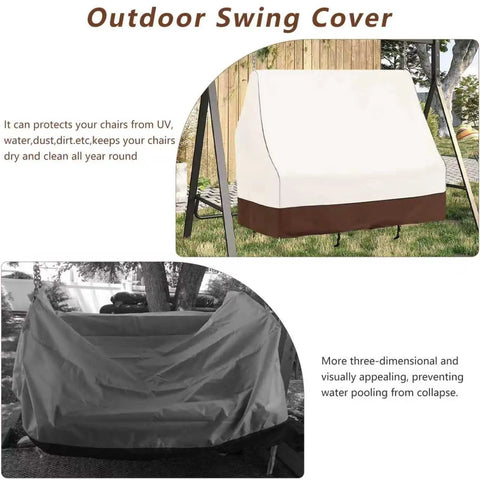 Waterproof 57 Inch Porch Swing Cover For All Weather Use Heavy Duty 600D Oxford Outdoor Swing Shield on patio