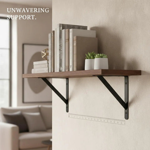 Heavy Duty Cold Rolled Steel Shelf Brackets Set Of 2 For Floating Shelves L Shaped Wall Mount Corner Braces 4.7 By 4.7 Inches Built To Last
