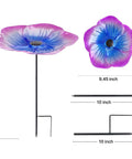 Bee Watering Station 1 Pack Bird Bath And Butterfly Cup With Flower Design Weather Resistant Metal Stakes For Outdoor Garden Yard Decor Purple with 9.5 inch basin and 19.6 inch stake