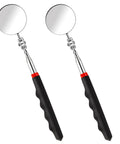 Two Pack Telescoping Inspection Mirror Set With Flexible Circular Mirrors, 360 Degree Rotating Heads and Extended Handle for Easy Vehicle Checks