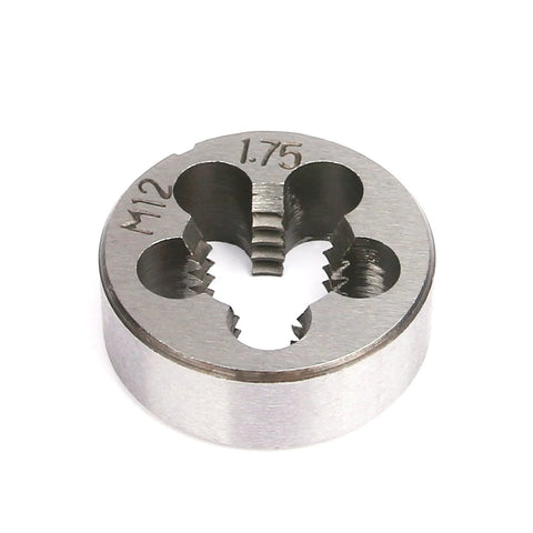 Front view round steel die for M12 metric threads with 1.75 pitch