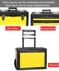 Portable Rolling Toolbox With 3 Tier Stackable Design Detachable Sections 50kg Load Capacity Freely Configurable Trolley Toolbox For Garage Warehouse And Repair Shop On The Go Organization, 520x320x720mm