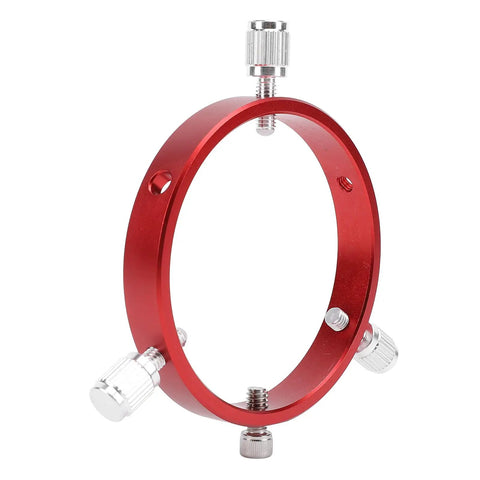 Six Hole 90mm Guiding Scope Ring In Aluminum With M6 And One Quarter Inch Screws Red Mount For 70 To 90mm Astrophotography Gear.
