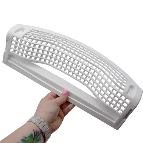 Person holding Dryer Lint Screen Grille Cover Replacement For Clothes Dryers Fits 137554110 And 134701310 Models