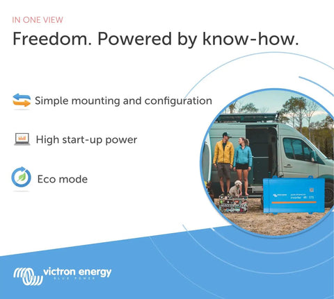 Image of a couple near a van showcasing the 48 Volt Dc To 120 Vac Pure Sine Wave Inverter 700 Watt Peak With Nema 5 15 R Outlet.
