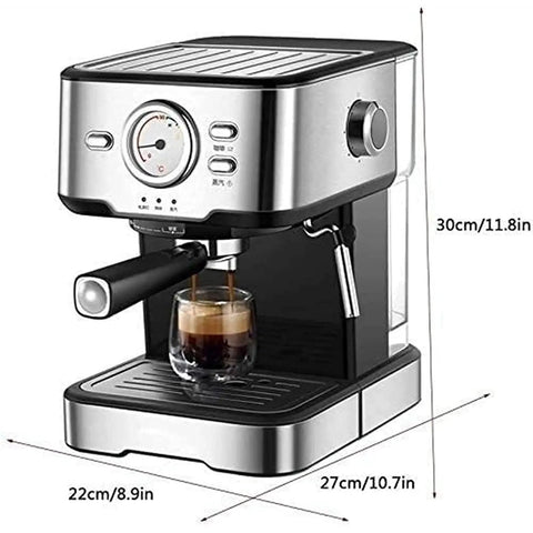 Go Big Or Go Home Daily Grind Semi Automatic Espresso Machine With 20 Bar Pressure pouring espresso into glass