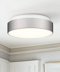 12 Inch Flush Mount Ceiling Light Fixture With Frosted Glass Shade In Brushed Nickel Finish, 2 Light Close To Ceiling Mount installed
