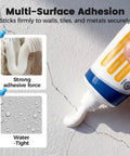 All In One Wall Patch Repair Paste Kit For Drywall Cracks And Holes being applied with nozzle to crack, showing adhesive strength