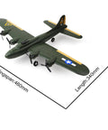 Lightweight EPP Foam RC Plane RTF 2.4GHz Remote Control Aircraft B17 Navy Lighting, side view with dimensions labeled