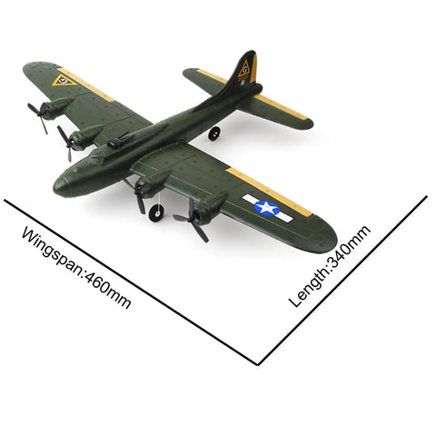 Lightweight EPP Foam RC Plane RTF 2.4GHz Remote Control Aircraft B17 Navy Lighting, side view with dimensions labeled