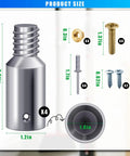 4 Pack Threaded Tip Replacement Kit For Mop Extension Poles And Brooms, 1 inch tail, nuts, screws, rivets with dimensions