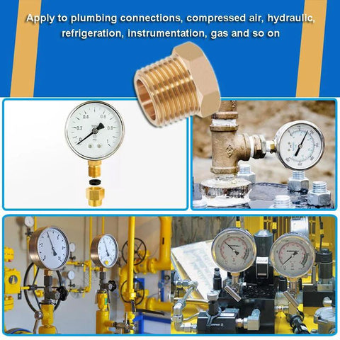 4-pack brass reducer hex bushings, 1/2 in NPT male to 3/8 in NPT female threaded pipe fittings