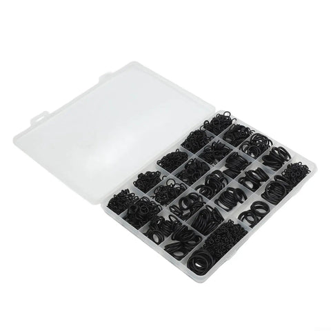 Open box of 1500 Piece Nitrile O Ring Kit For Auto And Home Use High Temp Sealing Washers 25 Size Assortment For Automotive Repair Gaskets