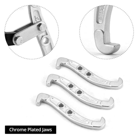Beefy 3 Inch Gear Puller With 3 Reversible Jaws, Drop Forged Cr-V Steel, Heat Treated, 3 Ton Capacity, Chrome Plated Jaws
