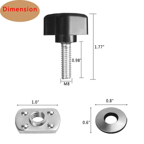 Dimensions of No Tools Needed Hard Top Removal Fastener Kit With Nylon Thumb Screws And Zinc Stud Nuts For Jeep Wrangler YJ TJ JK JKU.