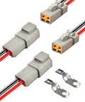 10 AWG 2 Pin DTP Connector Kit 2 Way Automotive Waterproof Electrical Connectors Heavy Duty For Car Truck Boat LED Quick Connect Harness 2 Pack Includes Stainless Steel Brackets And About 6 Inch Wires