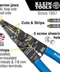 8 Inch Long Nose Wire Cutter Multi Tool With Wire Stripper And Crimper For Electricians, serrated pliers, Made In USA