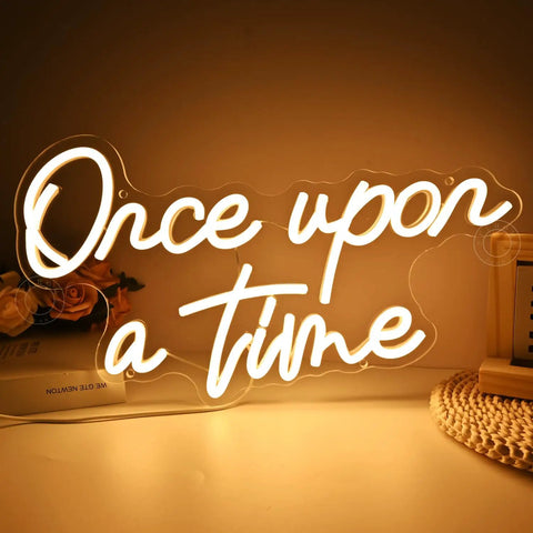 Once Upon A Time Neon LED Light Sign Warm White 15.8 Inch By 8.9 Inch USB Powered 5V Wall Or Table Decor