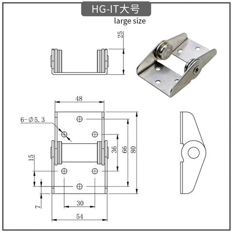 Stainless steel constant-torque door hinge with roller wheels on mounting plate; 1 piece